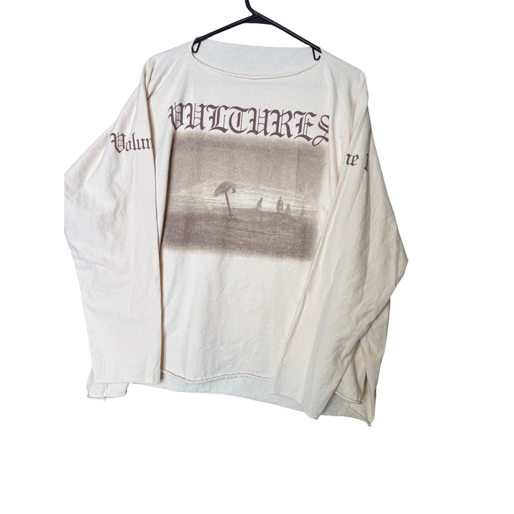 Yeezy Vultures Volume 1 Long Sleeve Shirt Cream Boxy Fit Tracklist Large XL